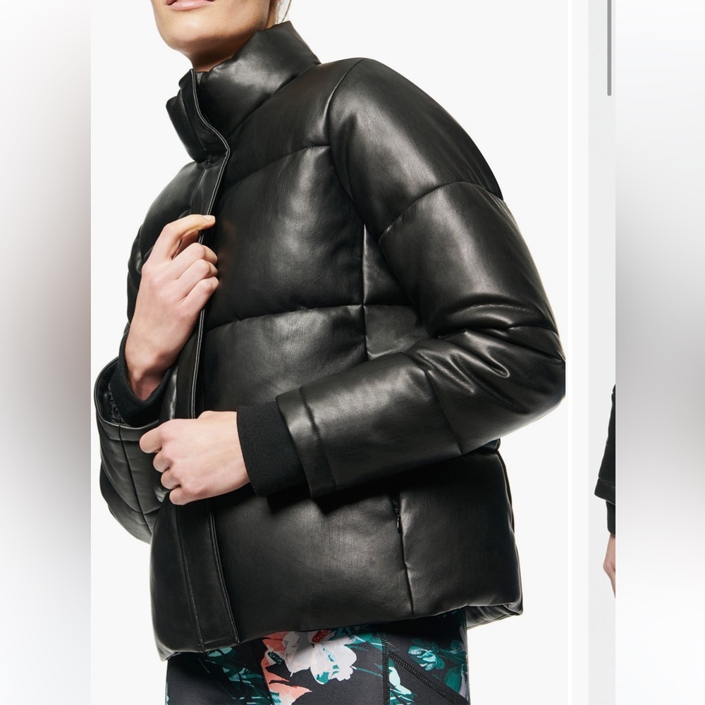 Marc New York | Women's Black Faux Leather Puffer Jacket